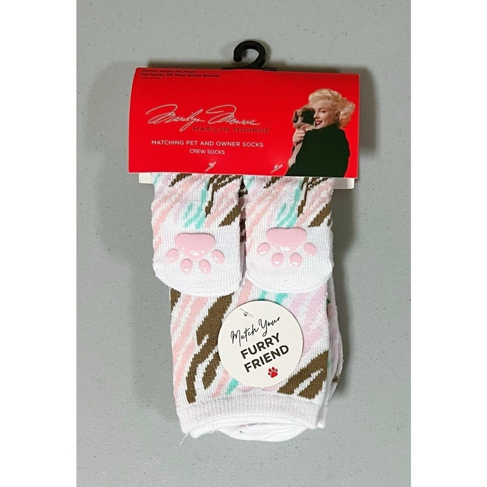 Marilyn Monroe Pastel Striped Matching Cat Cats Pet and Owner Crew Socks Set NWT